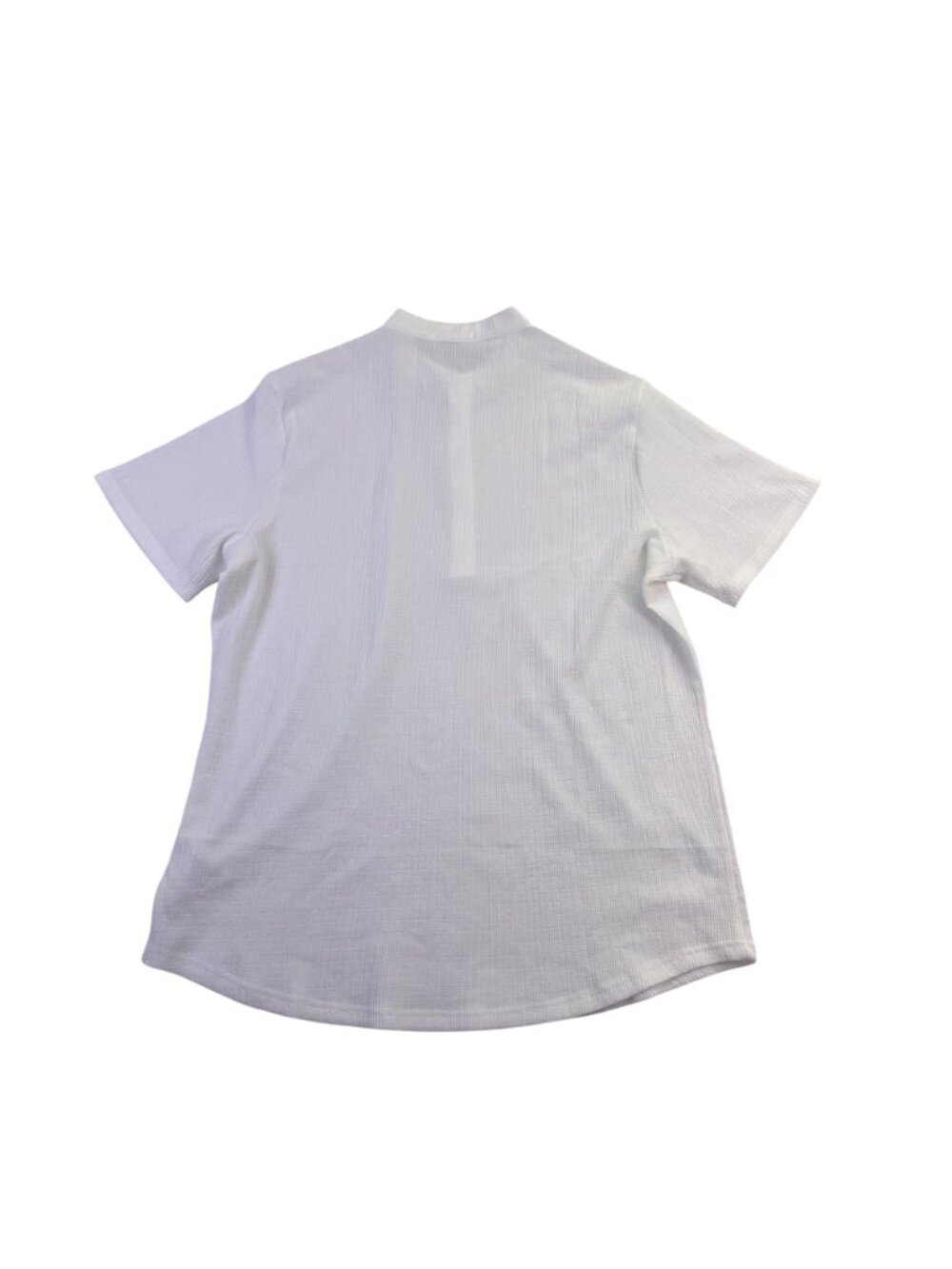 Coofandy Men White  Short Sleeve Stand Collar Shirt Size L - Picture 3 of 6